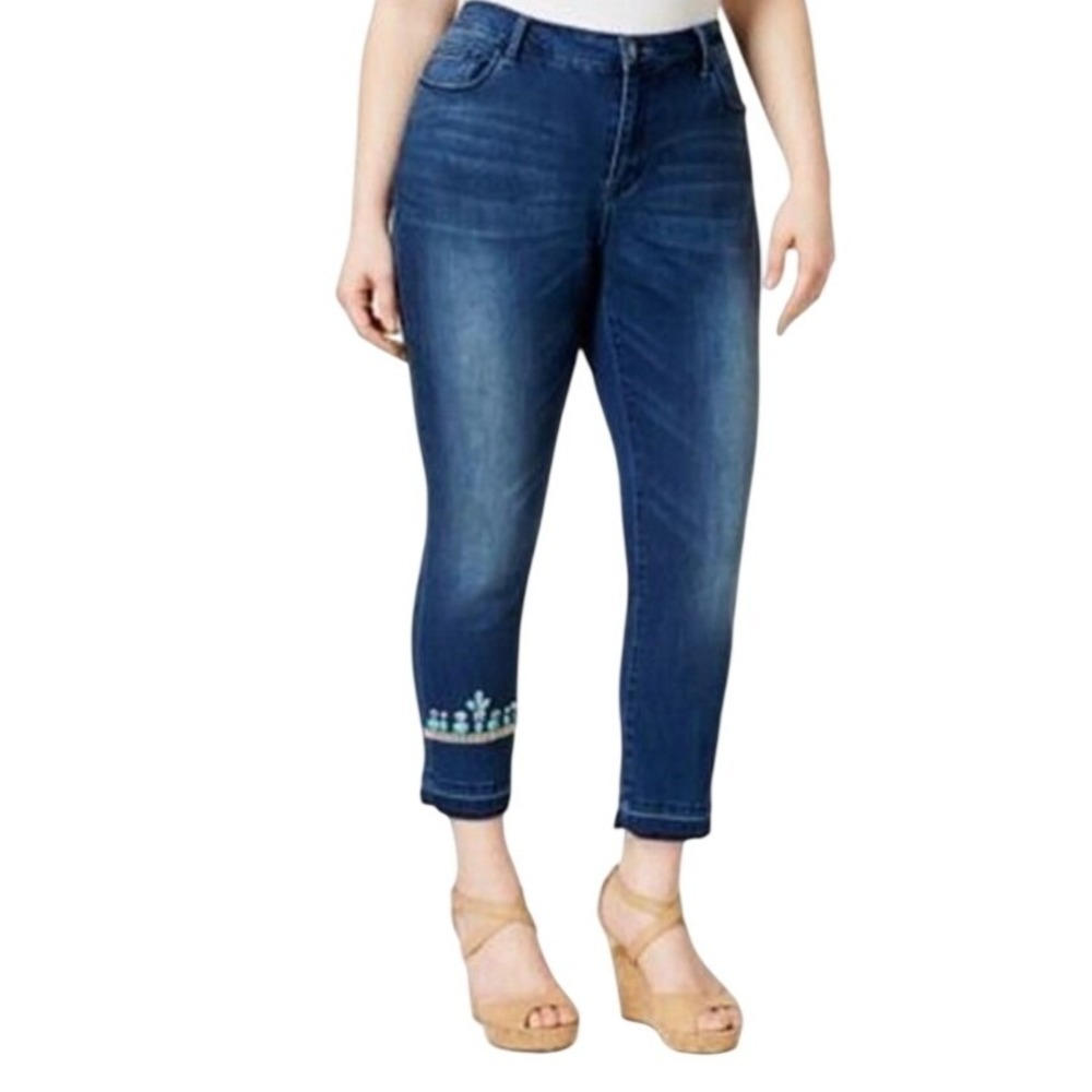 Nanette Lepore HW York Skinny Jeans 18W Empress Dark Wash Embellished NWT $109